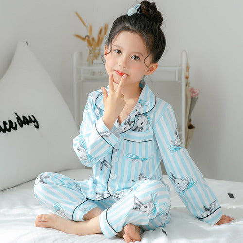PJJAYS Kids Long-Sleeved Cotton Pajamas Set
