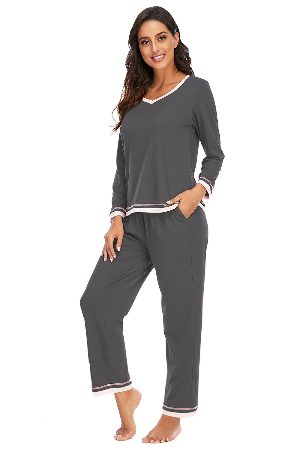 PJJAYS V-Neck Top and Pants Lounge Set