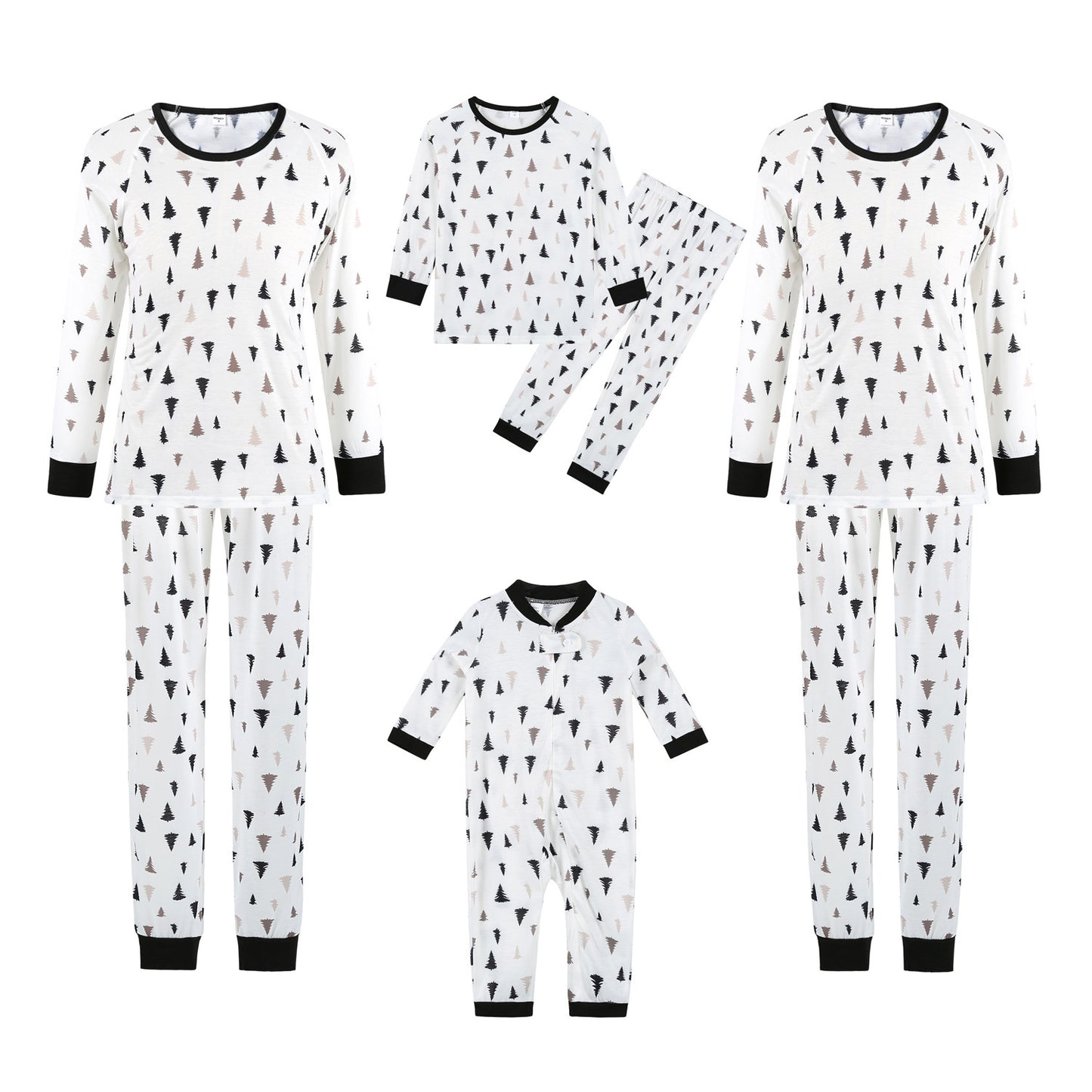 PJJAYS Christmas Tree Black and White two-piece set Family Pajamas