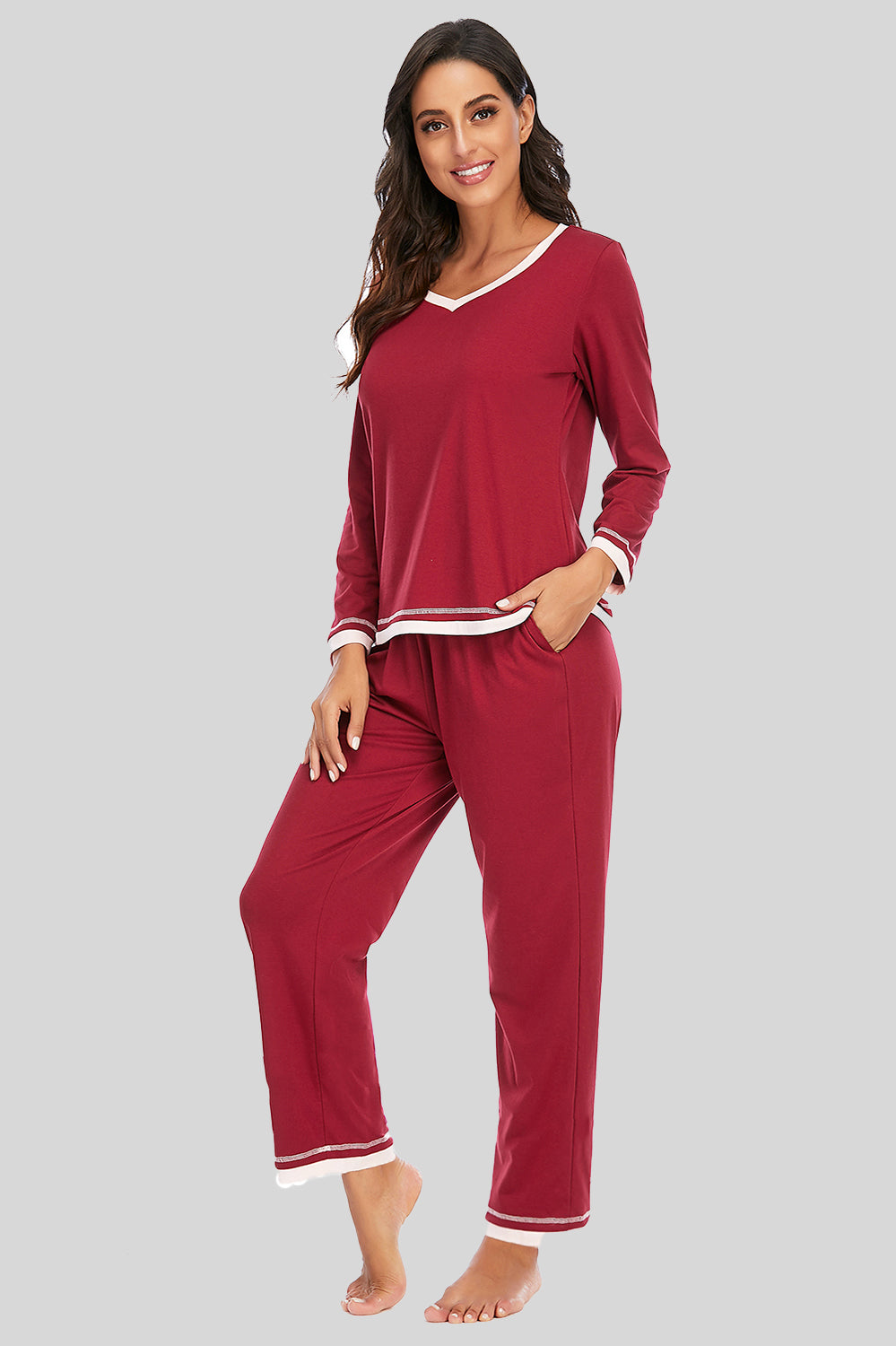 PJJAYS V-Neck Top and Pants Lounge Set
