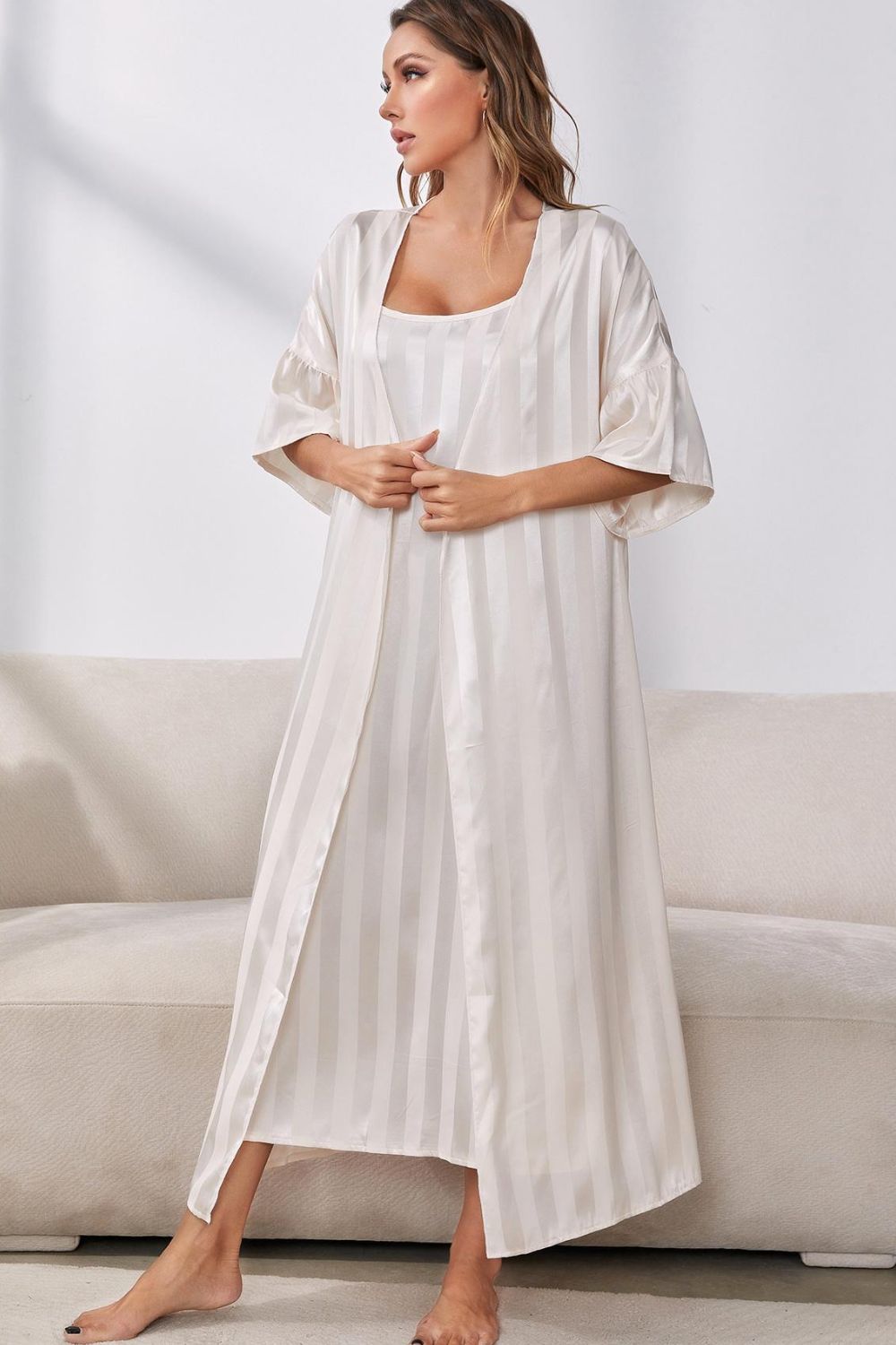 PJJAYS Women's Luxurious Robe and Cami Dress Set