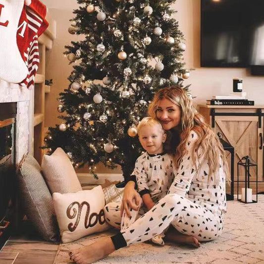 PJJAYS Christmas Tree Black and White two-piece set Family Pajamas